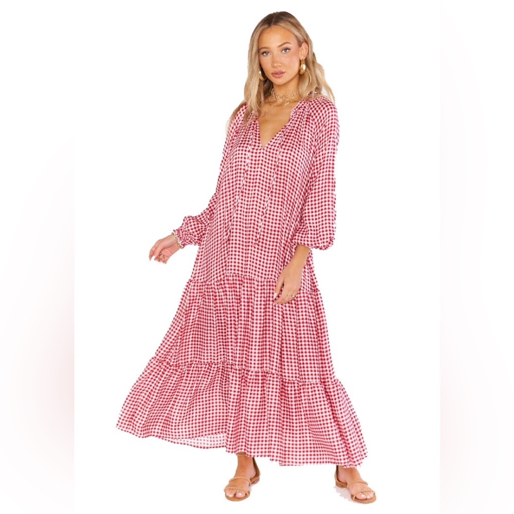 Show Me Your MuMu Maxi Dress in Cherry Pie Gingham